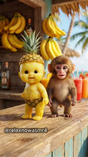Funny Monkey & Fruits AI Dance Video