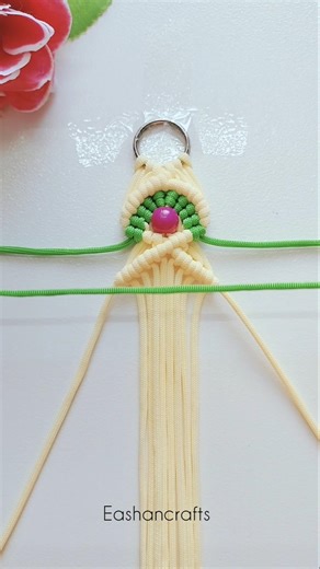 DIY keychain 💚🩷 Macrame Thread Keychain #diy #keychain #shorts #ytshorts #youtubeshorts