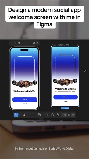 Designed a modern social app welcome screen in Figma. Focused on clarity, friendly visuals, and a strong first impression. Follow for more quick design ideas. | #creatorsearchinsights #digitaldesign #videsigntips #codingtips #figmatips