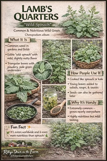 Lamb’s quarters is often called “wild spinach” for a reason 🌱 It’s incredibly common, mild in flavor, and shows up fast once spring warms into early summer. This plant is easy to recognize by its soft, triangular leaves and pale, powdery coating on new growth. Traditionally used as a cooked green, it’s a great example of how much food grows right around us. Always positively identify before harvesting. ⸻ #LambsQuarters #WildSpinach #SpringForaging #WildGreens #ForagingEducation