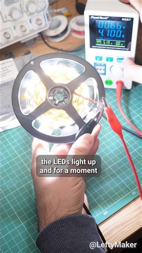 Do not power LED strips on the spool. Here's why