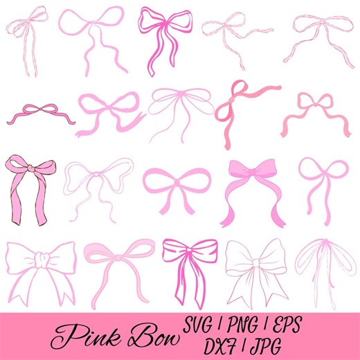 Pink Ribbon Bow SVG, Coquette Clip Art (digital Download) - Etsy