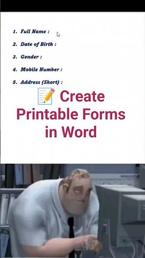 How to Create a Form in Microsoft Word for Printing (Beginner's Guide)#ytshorts #excel #shorts