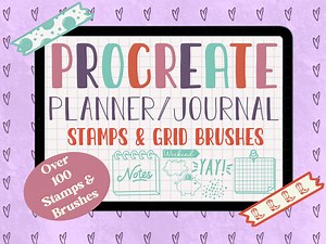 Planner Brush Stamp Set, Procreate Brushes for Journaling, Planner Design, iPad Lettering Brushset, Paper Textures, Seamless Brushes - Etsy