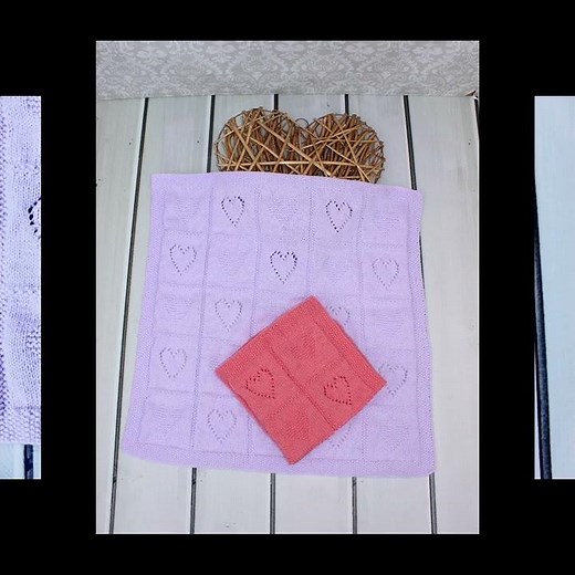 Hand knitted hearts baby blanket pattern design | ShiFio's Patterns