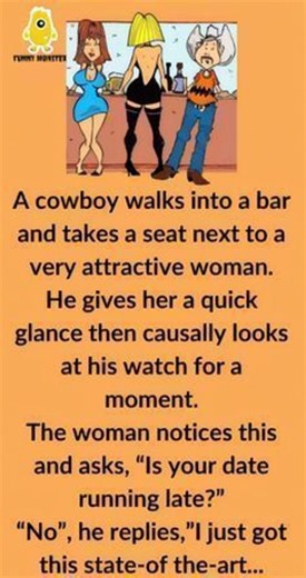 A cowboy walks into a bar and takes a seat next to a very attractive woman ... Brilliant continuation in the first comment 👇👇 | Laugh Factory
