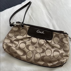 Like New Coach Brown Clutch with Signature Monogram