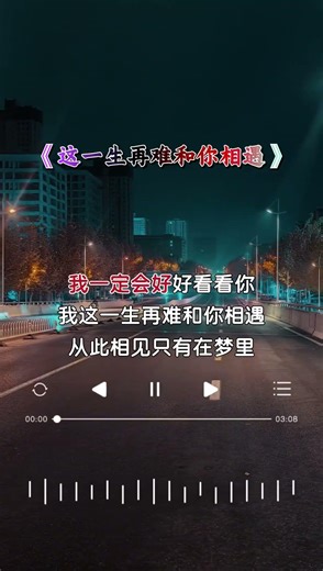 我这一生再难和你相遇，从此相见只有在梦里…#伤感的情歌伤感的人 #给我一个理由忘记 #这一生再难和你相遇#音乐#歌曲推荐#伤感情歌#伤感音乐#经典歌曲#music#热门歌曲