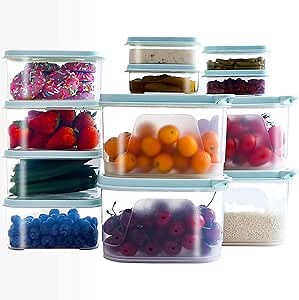 Citylife 24 Pieces Food Storage Containers 38oz, 32oz, 6oz Plastic Food Containers with Lids Airtight Freezer Containers
