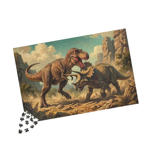 Vintage T-rex Vs Triceratops Jigsaw Puzzle Dinosaur Battle - Etsy