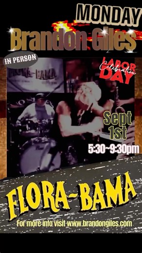 Brandon Giles schedule: 🎹 SATURDAY 5:30-9:30pm Flora~Bama (Dome Stage/Bra Room) 🎹 MONDAY Labor Day 5:30~9:30pm at Flora~Bama (dome stage) #brandongiles #florabama | Brandon Giles Music