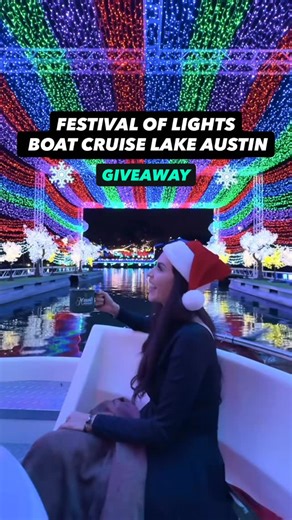 Yvette Arriaga | AUSTIN TEXAS INFLUENCER on Instagram: "GIVEAWAY: FESTIVAL OF LIGHTS BOAT CRUISE on Lake Austin! Set sail with @austinrentalboats at @mozartscoffee for Lake Austin’s ✨Festival of Lights✨. Glide under the NEW Tunnel of Lights, take in dazzling 3D LED displays, and admire festive homes and boats along the way. Choose from pontoon or donut boats, private or shared, for 45 magical minutes on the water. ✨This year brings new decor & a brand new tunnel you won’t want to miss! -Tickets