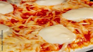 Timelapse - Pizza Margherita with mozzarella cheese and tomato ketchup baking in electric oven at home - macro, close up, zoom out shot. Italian cuisine, fast food and time lapse concept Stock Video