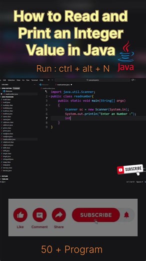 Program of Read and Print an Integer Value in Java | #shorts #youtube #ytshorts #trending #youtuber