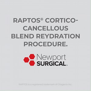Looking to simplify your bone grafting procedures? RAPTOS® Cortico-Cancellous Blend is conveniently prepackaged in a syringe and ready to deliver after a quick, easy rehydration procedure. Explore the entire collection of Newport Surgical™ products at glidewelldirect.com. | Glidewell Dental