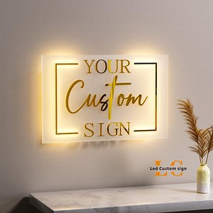 Personalized Acrylic Logo Sign - Custom 3D Illuminated Business Sign - LED Neon Sign for Office - Beauty Bar Wall Art - Glowing Shop Signage - Etsy