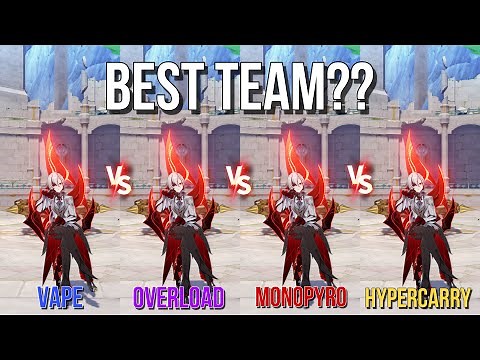 Arlecchino Vape vs Overload vs Monopyro vs Hypercarry Teams Gameplay Comparison & Damage Showcases!!