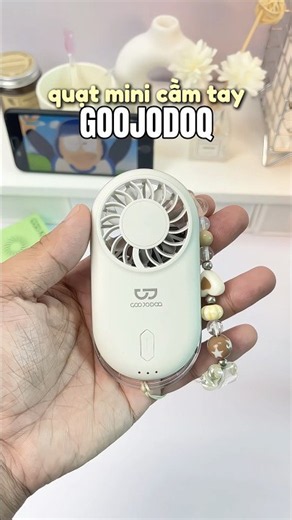 Quạt mini cầm tay này nhỏ mà gió thổi mát rười rựoi #unboxing #quatmini #goojodoq #quatmini