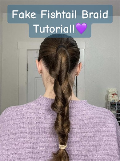 Fake Fishtail Braid Tutorial!💜✨ Different look but it’s quicker and still cute! #fakefishtailbraid #fishtail #fishtailbraidtutorial