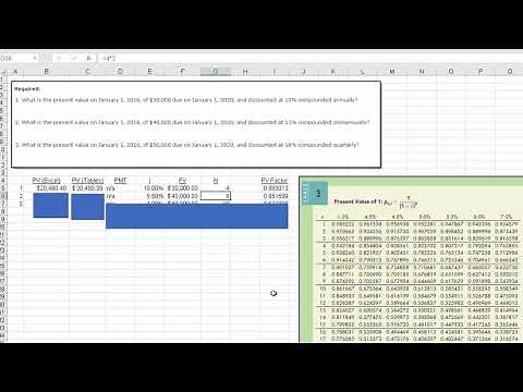 Calculating Present Values Using Discount Factors and Using Excel