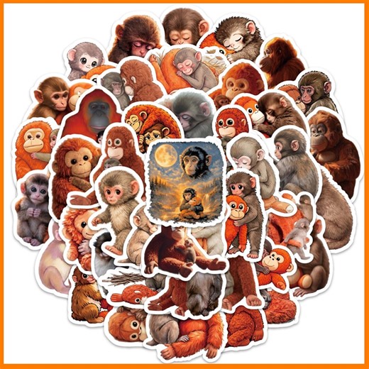 Baby Punch Monkey Stickers,Cute Monkey Sticker Pack,Waterproof Vinyl Stickers for Bottle Laptop,Monkey Lover Gift,Aesthetic Animal Stickers