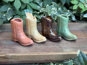 Handmade Ceramic Cowboy Boot Match Holder: Copper Patina Western Decor - Etsy