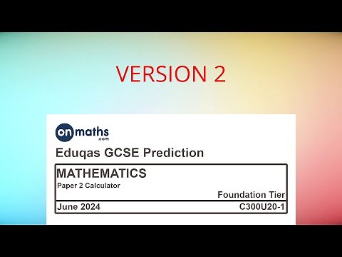 UPDATED June 2024 Predicted Maths GCSE Paper 2 Calculator Eduqas (Foundation) Calculator C300U20-1