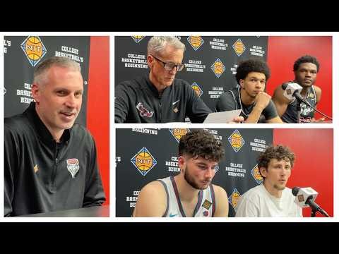 UNM and Saint Joseph's players and coaches after the Lobos' NIT quarterfinals win (March 24, 2026)