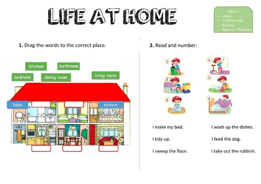 2º U2 Life at home worksheet