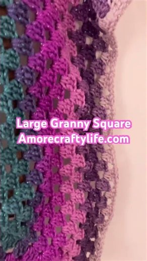Easy large granny square crochet pattern Lion Brand mandala sparkle #crochet #crochetpattern