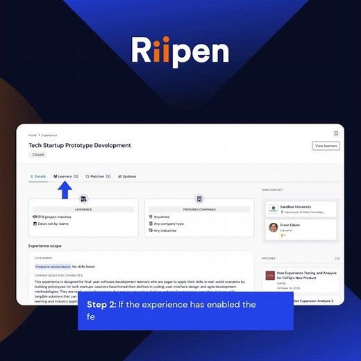 How to view students on an experience using Riipen’s platform