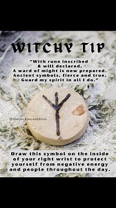 Need an energetic shield? The rune Algiz is an ancient symbol of protection, spiritual connection, and warding off harm. Draw it on the inside of your right wrist with intention and a steady hand. Let it serve as your energetic armour, shielding you from negativity, draining people, and any unseen forces trying to tap into your light. Repeat the charm aloud or silently as you draw it. This is your reminder: you are divinely protected. Runes aren’t just old symbols, they’re living magic. #WitchyT