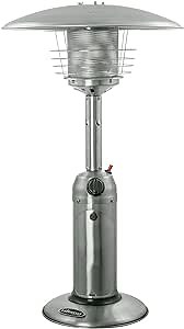 Hiland HLDS032-B Portable Table Top Patio Heater, 11,000 BTU, Use 1lb or 20Lb Propane Tank, Stainless Finish