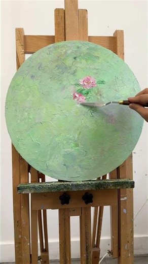 The oil painting blossoms on the canvas telling the story of spring...#Draw#Oil painting#D