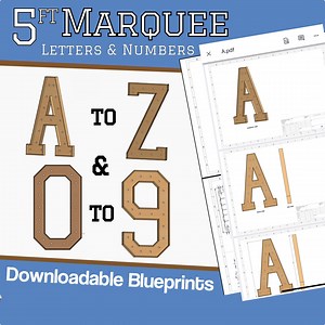 5ft Build Marquee Letters (A-Z & 0-9) DIY Wood Working Plans Digital Download - Includes Mosaic Files, Build Plans, SVG Files, DXF, and More - Etsy