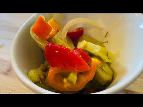 Mixed pickles recipe ( green tomato, pepper, onion, cucumber)