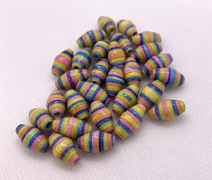 Handmade Paper Beads – Rainbow Stripe Design – Jewelry and Craft Supplies - Etsy