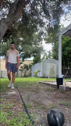 #cardio Backyard Workout. #kettlebell Farmers Carry. #workoutathome 80lb Kettlebell in each hand.