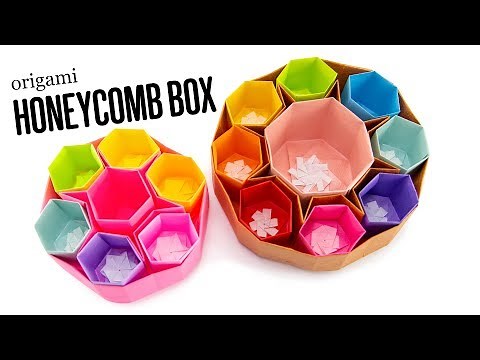 Origami Honeycomb Box - Round Organizer DIY - Paper Kawaii