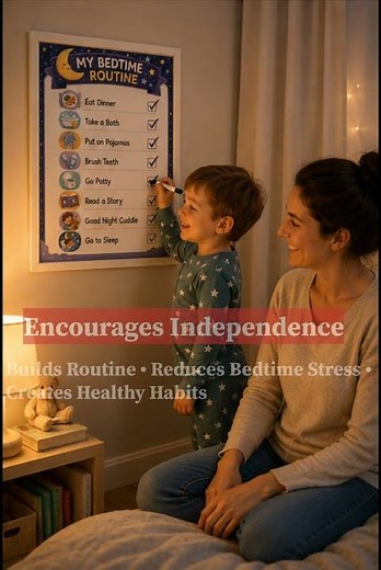 Toddler Bedtime Routine Chart 🌙 Printable for Ages 2–5