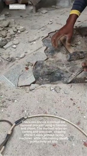 Manual Floor Tile Removal | Traditional Chiseling Technique at Work