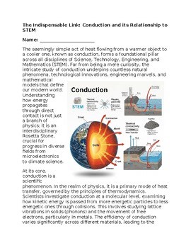 Conduction & STEM - No Prep - Worksheet - 100% Editable