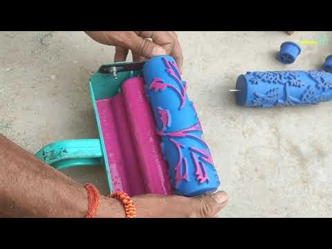 Beautiful wall texture design roller | Wall painting roller machine | DIY Flower wall texture design
