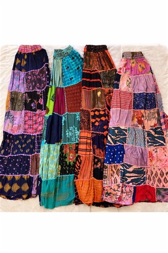 Boho Patchwork Maxi Skirt for Women, Cotton Hippie Skirt, Festival Gypsy Skirt, Elastic Waist Long Skirt, Handmade Patchwork Skirt - Etsy