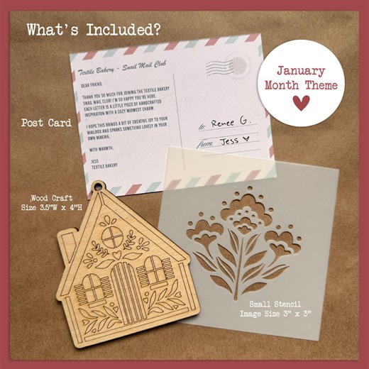 Snail Mail Craft Club – Monthly Handcrafted Wood Craft & Stencil • Folk-art Mail Kit • Creative Pen Pal Happy Mail - Monthly Subscription - Etsy