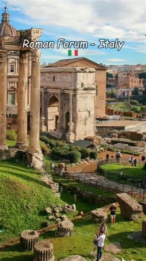 Roman Forum at Golden Hour: Where Republics Lie in Ruins and Domes Still Pray 🌅🏛️ Sunlight slips through shattered columns, gilding grass that reclaims marble. Amid toppled grandeur, Baroque domes glow as whispers of empire echo. Tourists wander, chasing light and history — a timeless tale of rise, fall, and endurance. #daysinitaly #italy #fblifestyle | Days in Italy