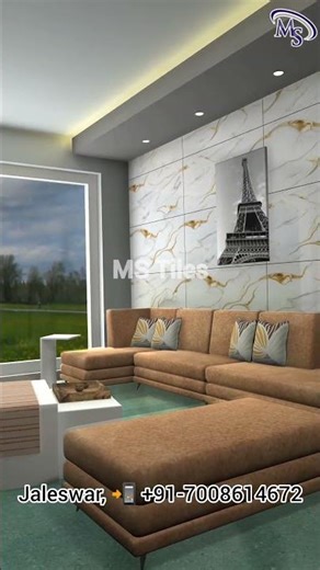 Modern Living Room Design ✨ | Double Charge & Glossy Vitrified Tiles | MS Tiles #interiordesign