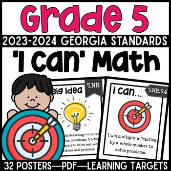 Grade 5 Georgia Math Standards 2023–2024 | I Can Posters   Teacher Checklist