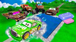 Cleaning Disney Pixar Cars, Lightning Mcqueen, Chick Hicks, Tow Matr, BeamNG Drive | Beamng Game