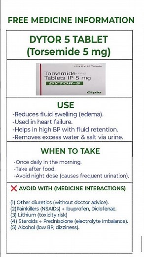 Dytor 5 Uses | When to Take | Avoid With Which Medicine | Water Tablet